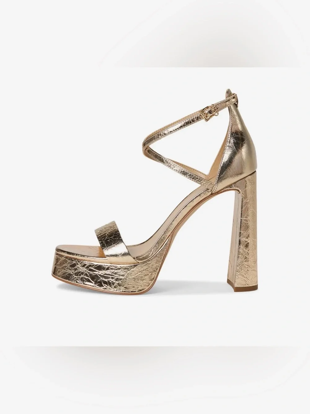 Michael Kors Metallic Gold Platform Block Heel Sandals